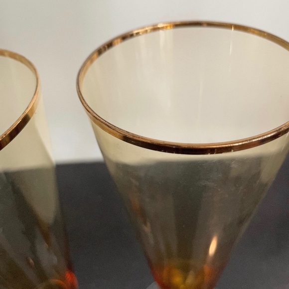 MCM 1960s Italian Handblown Ombre Pilsner Glasses With Gold Accents - Set of 4 - Picture 6 of 6